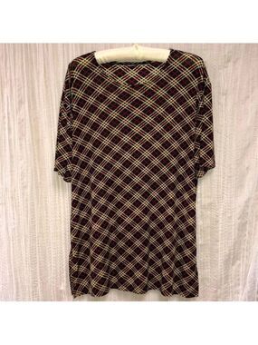 Sz XL-1X Diagonal Nova Check Black Ivory Red Short Sleeve Crewneck Pullover Top